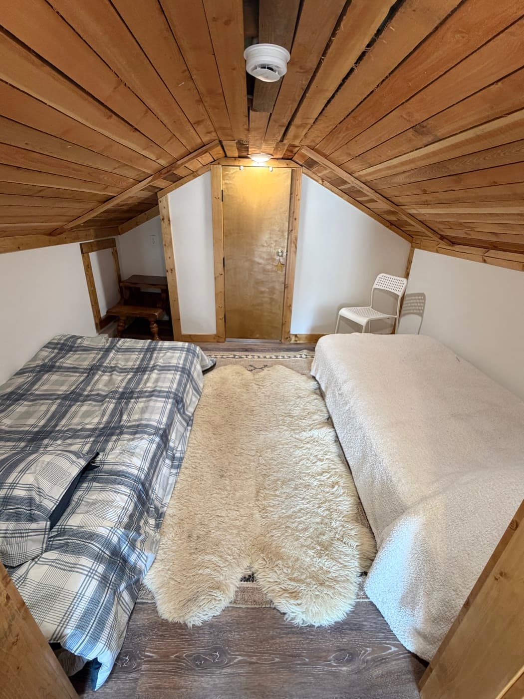 The private loft above the bunkrooms, sleeping three under the eaves