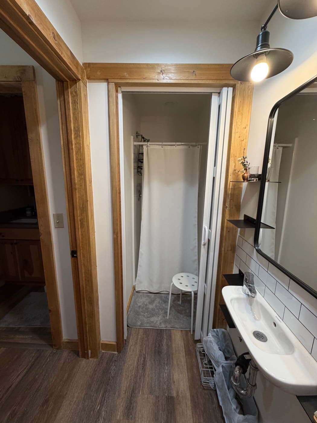 The bunkhouse bathroom shower, reservable in private 30-minute windows
