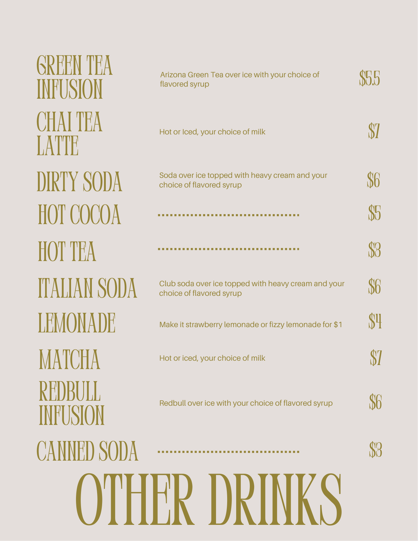 Coffee shop menu and merch — page 3 of 5